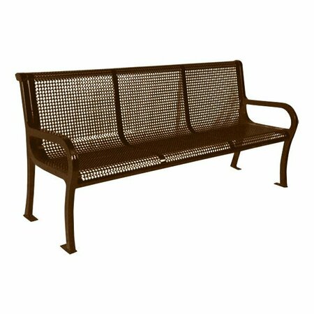 ULTRA SITE Lexington 8' Brown Perforated Bench with Backrest 99'' x 26 7/8'' x 35 1/2'' 38A954P8BR